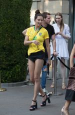 ADRIANA LIMA in Brazil Team Jersey and Shorts Out in Paris 07/02/2018