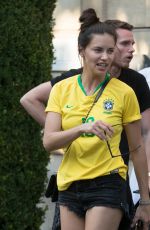 ADRIANA LIMA in Brazil Team Jersey and Shorts Out in Paris 07/02/2018