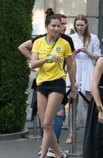 ADRIANA LIMA in Brazil Team Jersey and Shorts Out in Paris 07/02/2018