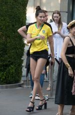 ADRIANA LIMA in Brazil Team Jersey and Shorts Out in Paris 07/02/2018