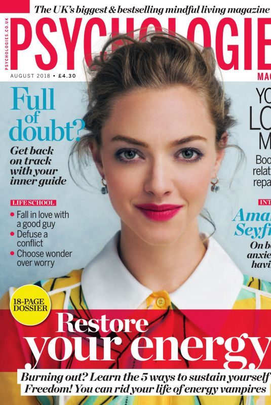 AMANDA SEYFRIED in Psychologies Magazine, August 2018