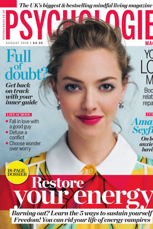 AMANDA SEYFRIED in Psychologies Magazine, August 2018