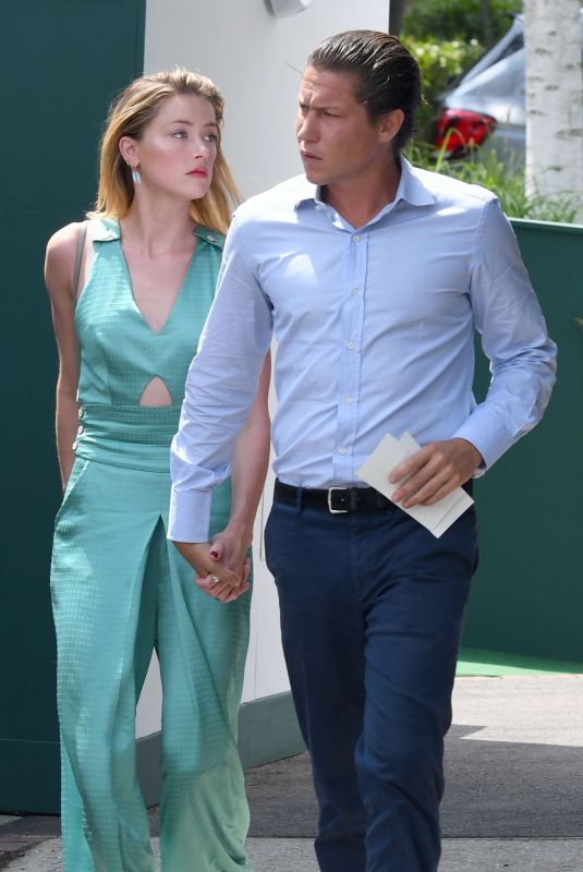 AMBER HEARD and Vito Schnabel at Wimbledon Tennis Championships in London 07/09/2018