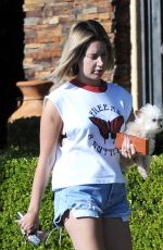 ASHLEY TISDAKE in Denim Shorts Makeup Free Out in Los Angeles 07/12/2018