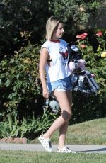 ASHLEY TISDAKE in Denim Shorts Makeup Free Out in Los Angeles 07/12/2018