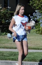 ASHLEY TISDAKE in Denim Shorts Makeup Free Out in Los Angeles 07/12/2018