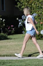 ASHLEY TISDAKE in Denim Shorts Makeup Free Out in Los Angeles 07/12/2018