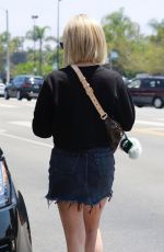 ASHLEY TISDALE in Denim Skirt Leavec Color Camp Manicure Bar in Los Angeles 07/27/2018