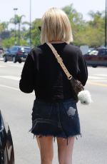 ASHLEY TISDALE in Denim Skirt Leavec Color Camp Manicure Bar in Los Angeles 07/27/2018