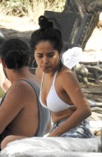 BECKY G in Bikini Top at a Beach Club in Ibiza 07/03/2018