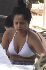 BECKY G in Bikini Top at a Beach Club in Ibiza 07/03/2018