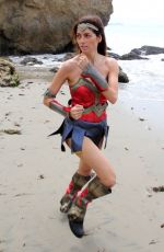 BLANCA BLANCO as Wonder Woman on the Set of a Photoshoot in Malibu 07/20/2018