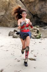 BLANCA BLANCO as Wonder Woman on the Set of a Photoshoot in Malibu 07/20/2018