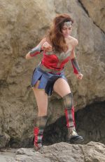 BLANCA BLANCO as Wonder Woman on the Set of a Photoshoot in Malibu 07/20/2018