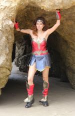 BLANCA BLANCO as Wonder Woman on the Set of a Photoshoot in Malibu 07/20/2018