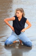 CHARLOTTE MCKINNEY on the Set of a Photoshoot at a Beach in Malibu 07/06/2018