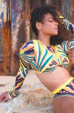 CHRISTINA MILIAN in Multi-colored Bikini on the Set of a Photoshoot 07/12/2018