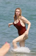 COURTNEY LOVE in Swimsuit at Club 55 in St Tropez 07/26/2018
