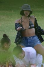 DUA LIPA in Bikini Top at a Park in Primrose Hill 07/15/2018