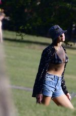 DUA LIPA in Bikini Top at a Park in Primrose Hill 07/15/2018
