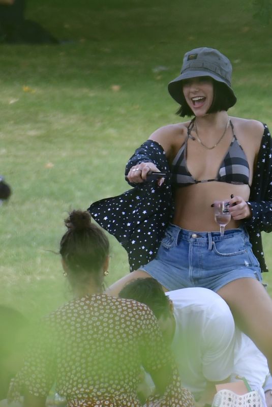 DUA LIPA in Bikini Top at a Park in Primrose Hill 07/15/2018