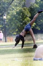 DUA LIPA in Bikini Top at a Park in Primrose Hill 07/15/2018