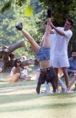 DUA LIPA in Bikini Top at a Park in Primrose Hill 07/15/2018