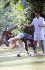 DUA LIPA in Bikini Top at a Park in Primrose Hill 07/15/2018