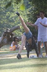 DUA LIPA in Bikini Top at a Park in Primrose Hill 07/15/2018