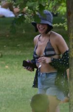 DUA LIPA in Bikini Top at a Park in Primrose Hill 07/15/2018