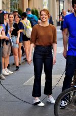 EMMA STONE on the Set of Comedy in New York 07/17/2018