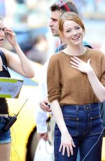 EMMA STONE on the Set of Comedy in New York 07/17/2018
