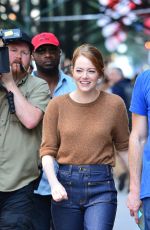 EMMA STONE on the Set of Comedy in New York 07/17/2018
