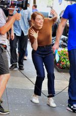 EMMA STONE on the Set of Comedy in New York 07/17/2018