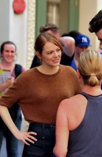 EMMA STONE on the Set of Comedy in New York 07/17/2018