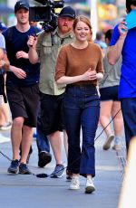 EMMA STONE on the Set of Comedy in New York 07/17/2018