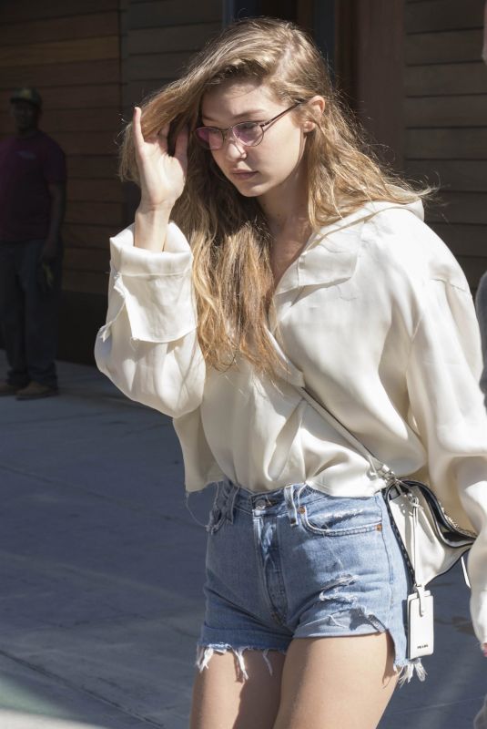 GIGI HADID in Cutoff Jeans Leaves Her Apartment in New York 07/18/2018