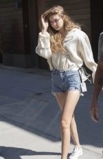 GIGI HADID in Cutoff Jeans Leaves Her Apartment in New York 07/18/2018