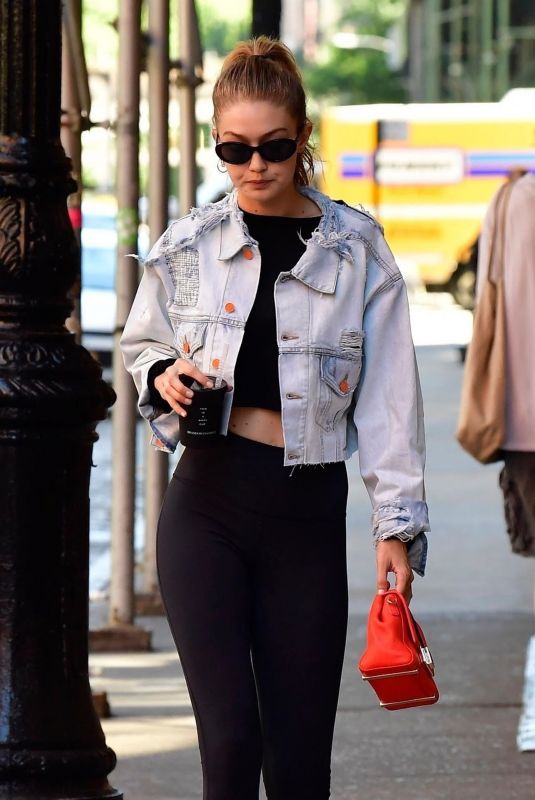 GIGI HADID in Tights Out in New York 07/19/2018