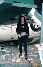 JAIMIE ALEXANDER on the Set of Blindspot in New York 07/11/2018