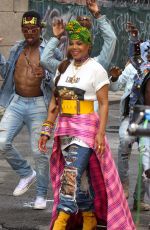 JANET JACKSON on the Set of Her Music Video in Brooklyn 07/23/2018