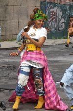 JANET JACKSON on the Set of Her Music Video in Brooklyn 07/23/2018
