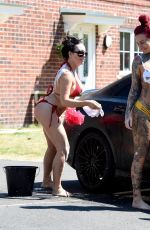 JEMMA LUCY and ALICIA SUMMERS in Bikinis Washing a Car in Manchester 07/05/2018