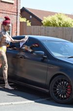 JEMMA LUCY and ALICIA SUMMERS in Bikinis Washing a Car in Manchester 07/05/2018