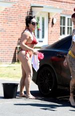 JEMMA LUCY and ALICIA SUMMERS in Bikinis Washing a Car in Manchester 07/05/2018
