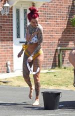 JEMMA LUCY and ALICIA SUMMERS in Bikinis Washing a Car in Manchester 07/05/2018