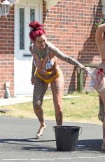 JEMMA LUCY and ALICIA SUMMERS in Bikinis Washing a Car in Manchester 07/05/2018