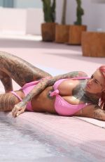 JEMMA LUCY in Pink Bikini at a Pool in Ibiza 07/20/2018
