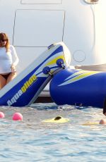 JENNIFER FLANVIN and SOPHIA, SISTINE and SCARLET STALLONE in Bikinis at a Yacht in Saint Tropez 07/10/2018