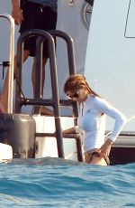 JENNIFER FLANVIN and SOPHIA, SISTINE and SCARLET STALLONE in Bikinis at a Yacht in Saint Tropez 07/10/2018